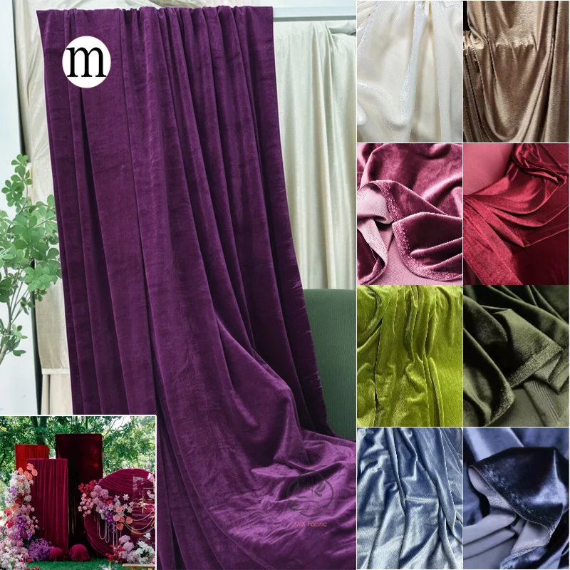 

Purple Red Pink Luxury Stretch Velvet Fabric for Evening Dress Backdrops Wedding Decor DIY Designer Material By Metre