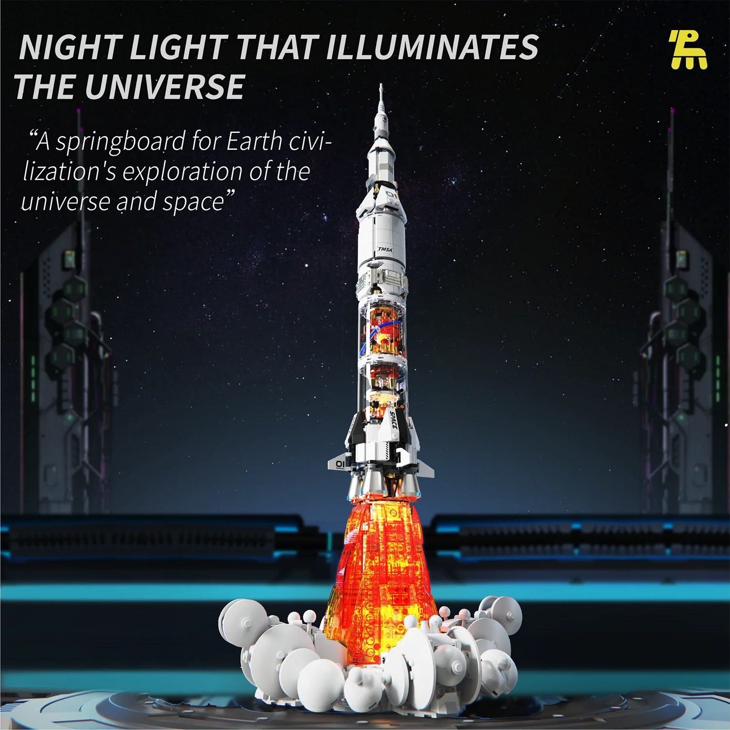 High Difficulty Space Space Exploration Rocket Building Blocks Set DIY Mechanical Rocket With LED Lights Bricks Kits Toys