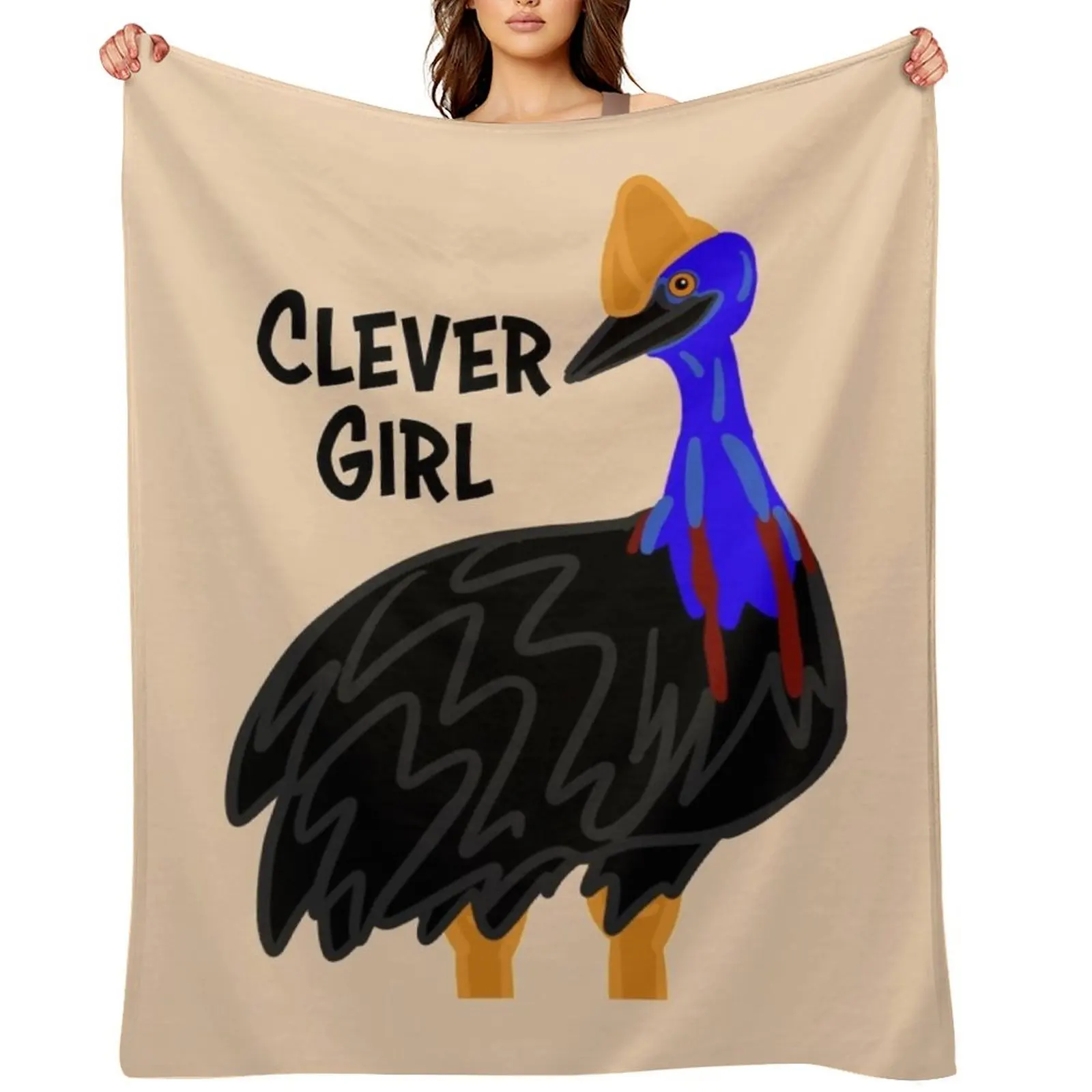 

Clever Girl. Cassowary - Cartoon Throw Blanket Travel christmas gifts Sofas valentine gift ideas Blankets