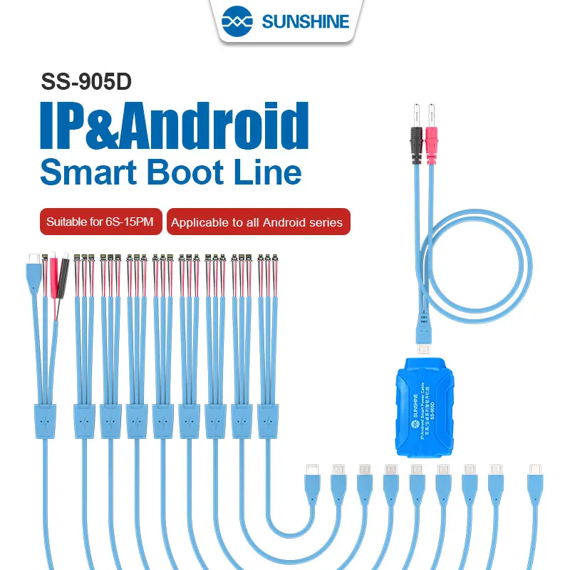 SUNSHINE SS-905D V9.0 New Phone Smart Power Cable For iPhone 6S -15 Pro Max Samsung Huawei DC Power Supply Current Testing Cable