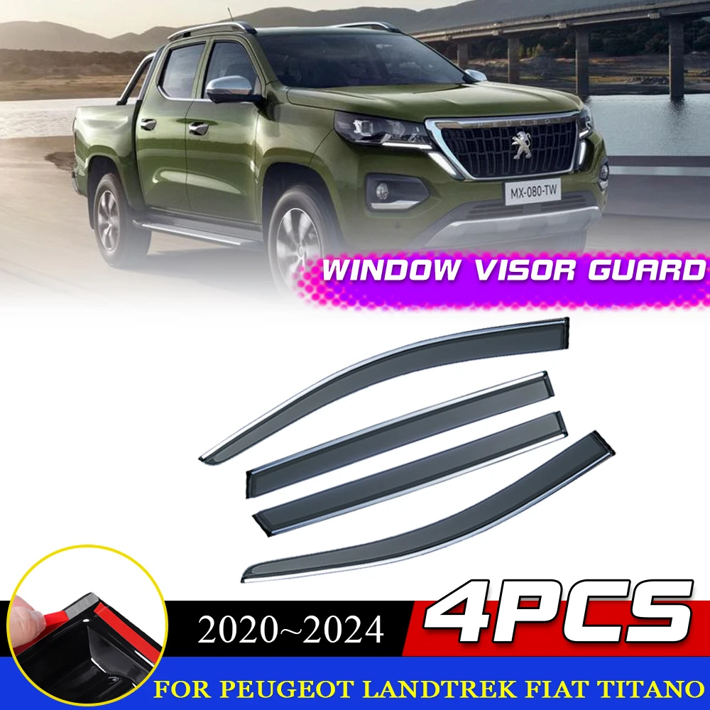 

Windows Visor for Peugeot Landtrek Fiat Titano Kaicene F70 2020~2024 Vent Door Eyebrow Smoke Deflector Guard Cover Accessories