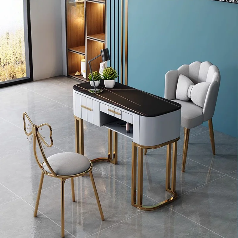 Modern Luxury Nail Tables Simple Multifunction Storage Marble Nail Table Reception Desks Professional Salon Furniture Nagel FYMT