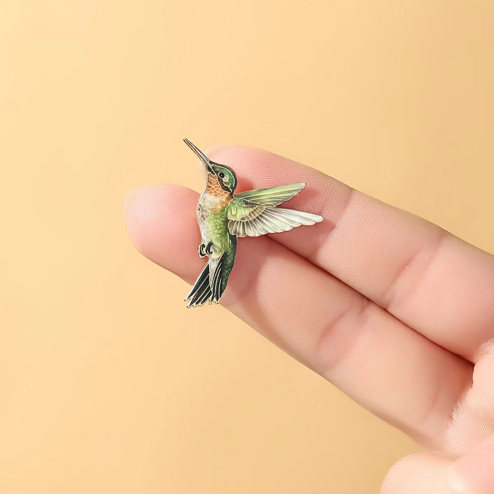 1pc Green Hummingbird Enamel Brooch | Fashion Decorative Lapel Pin, Casual Style, Zinc Alloy Material, Kawaii Pin, Enamel Pin