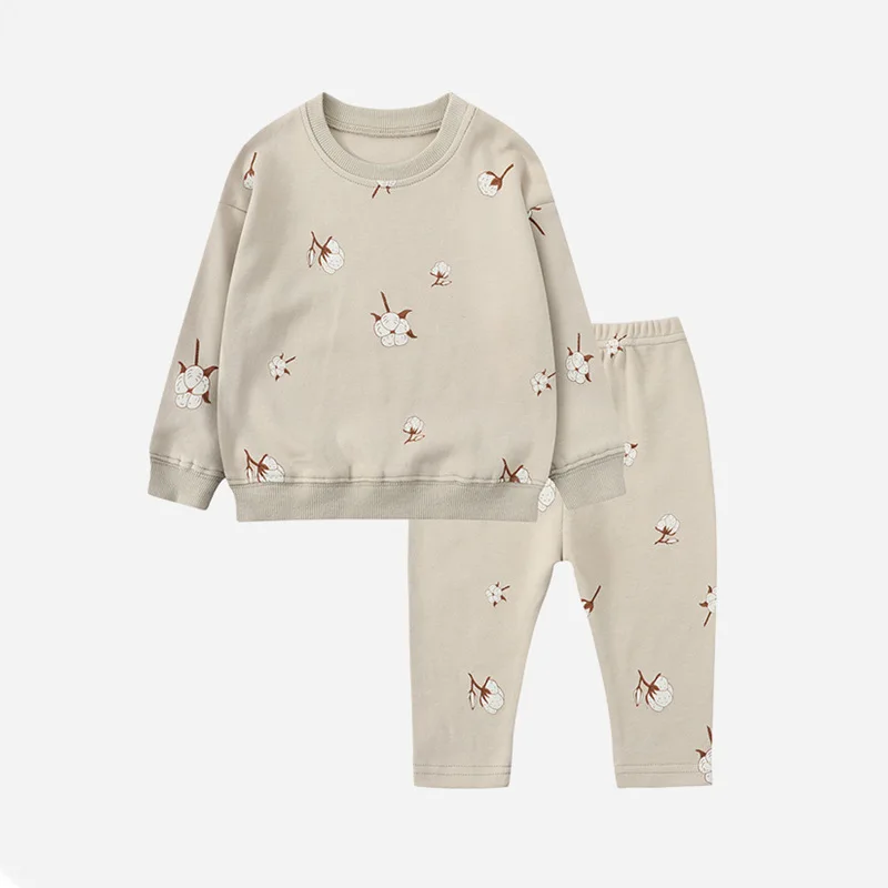 0-3T Newborn Kids Baby Boy Girls Clothes Set Spring Autumn Long Sleeve Print Top and Pants Suit Home Clothes 2pcs Outfit