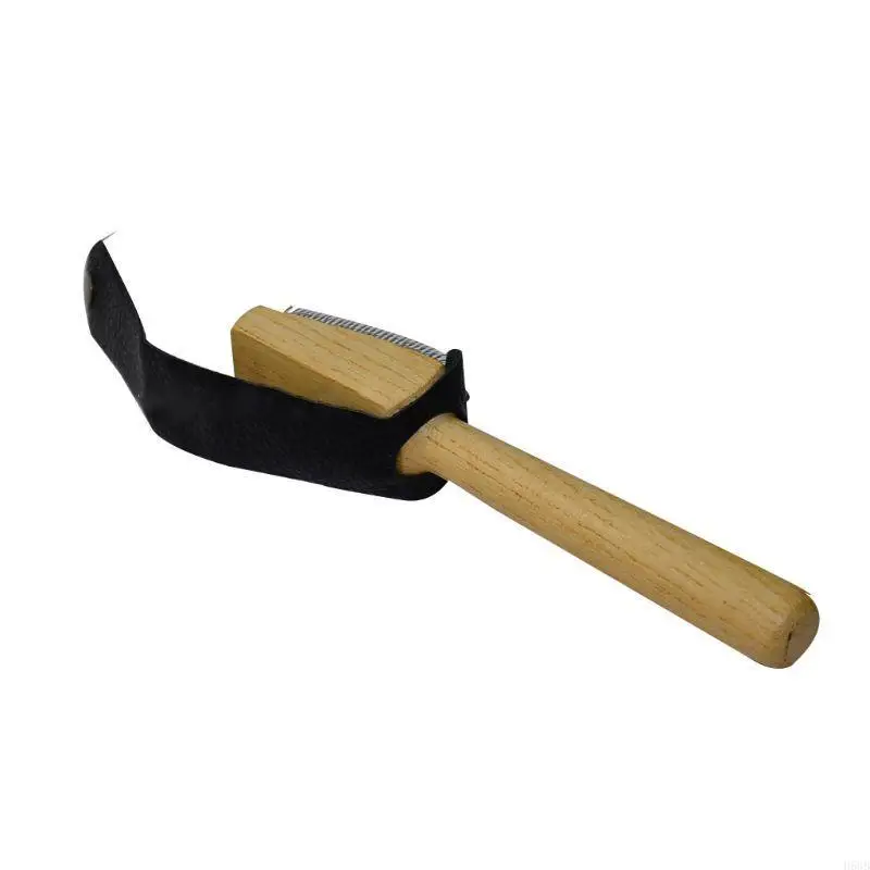 H58B Wire Brush Ballet Dance Shoe Brush PU Protector Cover Handle Ballroom Suede