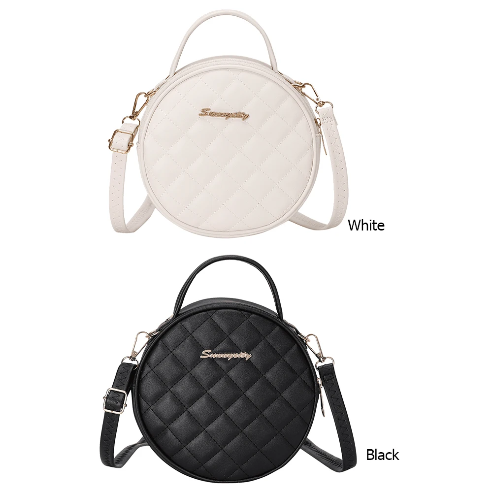 

2021 New Luxurious Messenger Bag Vintage Lattice Pattern Crossbody Bag Women PU Leather Mini Round Purse Handbags