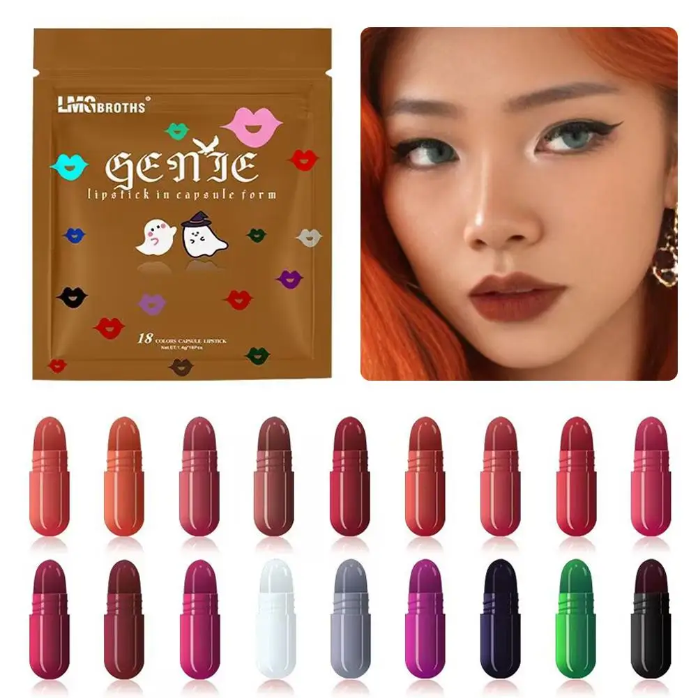 1set Capsule Mini Lipstick Set Matte Velvet Macaron Color Lipstick Easy Long Cosmetics Lip Capsule Lipstick Waterproof Last E7F9