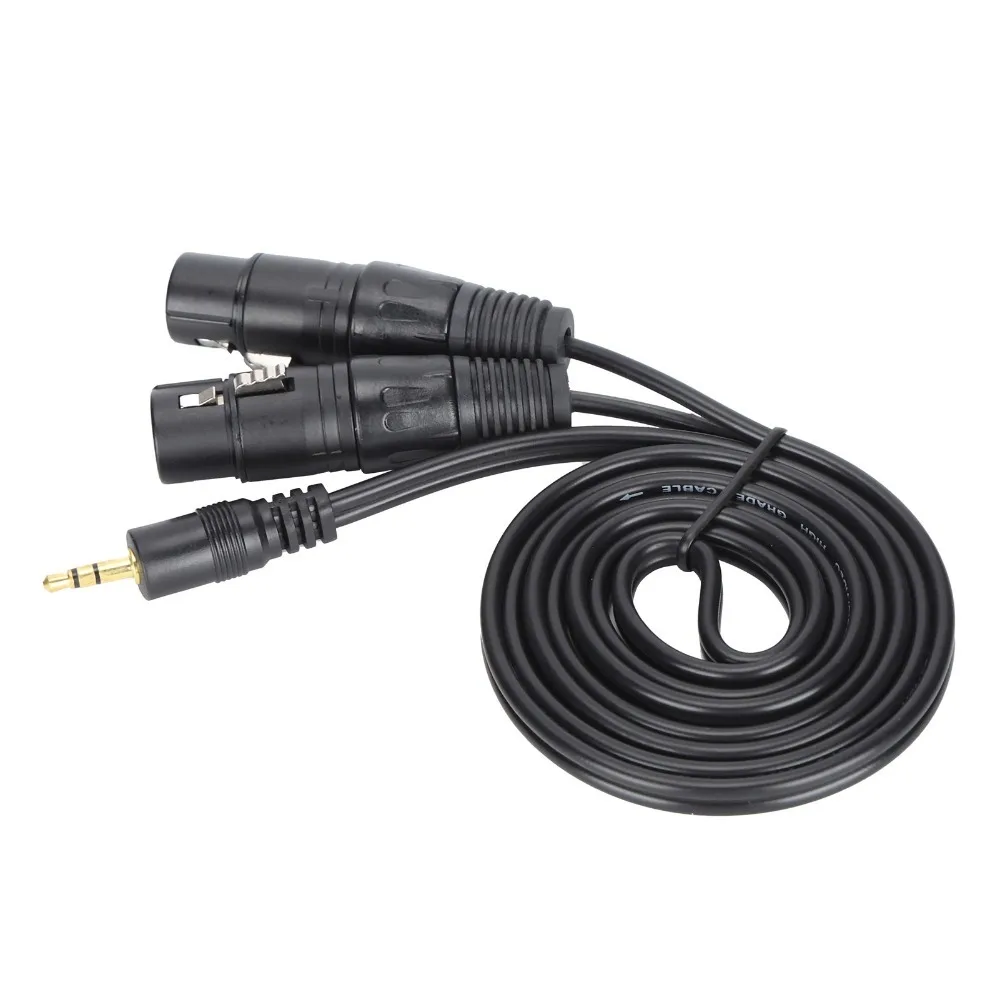Thickened PVC Jacket 3.5mm to Dual 3PIN XLR Female Microphone Cable Flexible Connect Condenser Microphone Audio Line