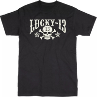 Lucky 13 Skulls Stars Tea Solid Black T-Shirt