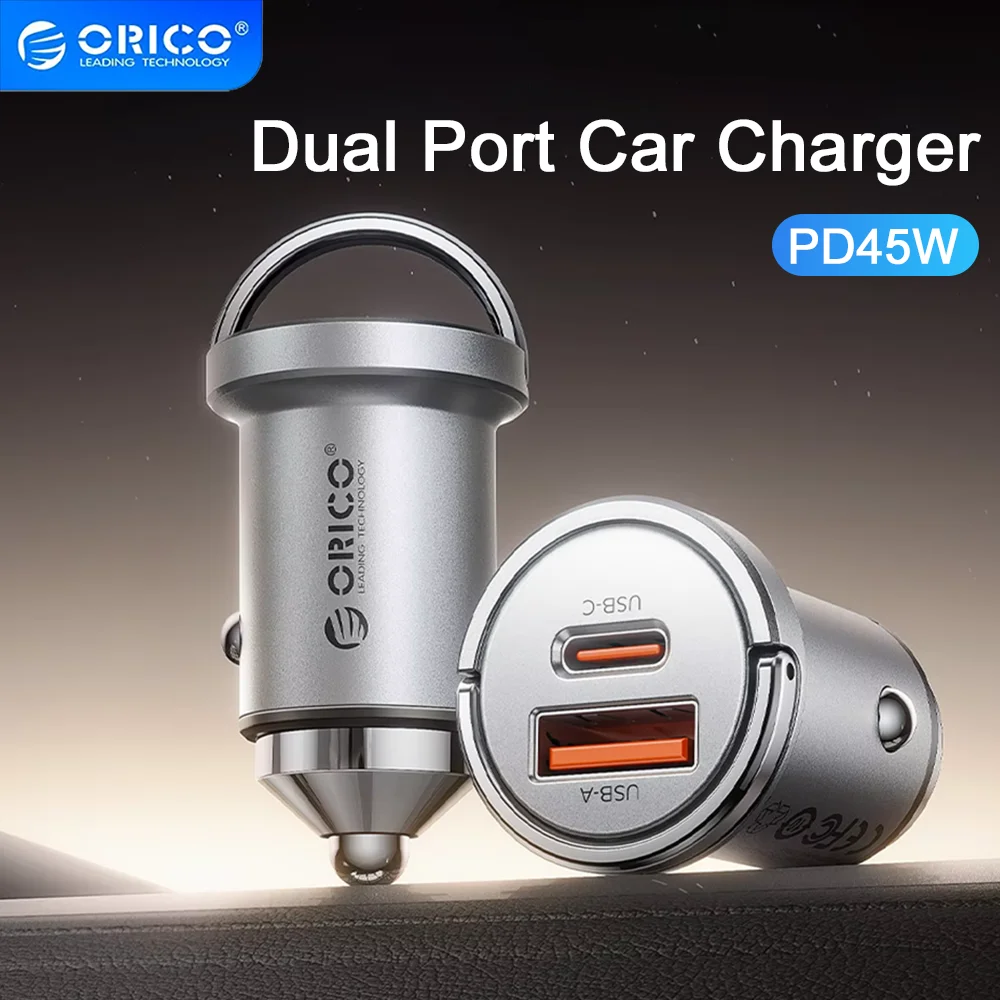 ORICO Car Charger PD45W Fast Charging Dual Port USB-A/USB-C Quick Charger For Xiaomi Huawei Mobile Phone Tablet USB Car Charger