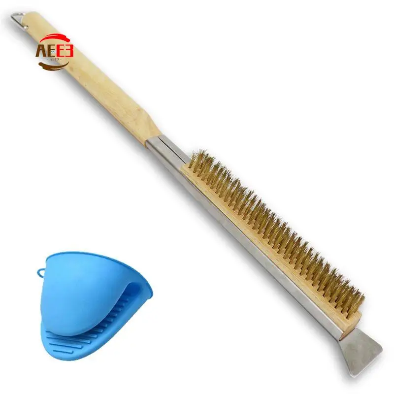 

AEE3-Кисть для духовки для пиццы с деревянной ручкой, кисть для пиццы с длинной ручкой и съемным набором зажимов для выпечки