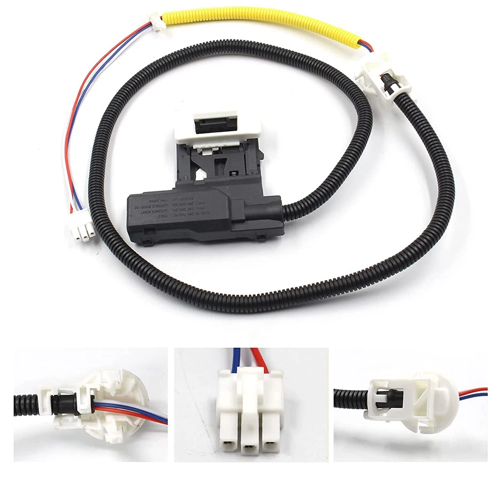สวิตช์ล็อกฝาเครื่องซักผ้าแบบ W10682535 W11307244 (3สาย) เหมาะสำหรับอ่างน้ำวนประกอบเครื่องซักผ้าฝาประตู