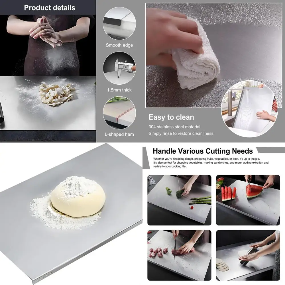 

Stainless Steel Chopping Boards - Non-Slip, Dishwasher Safe for Meat, Veg, Fruit, Bread - Ideal for Commercial and Home Use (27.