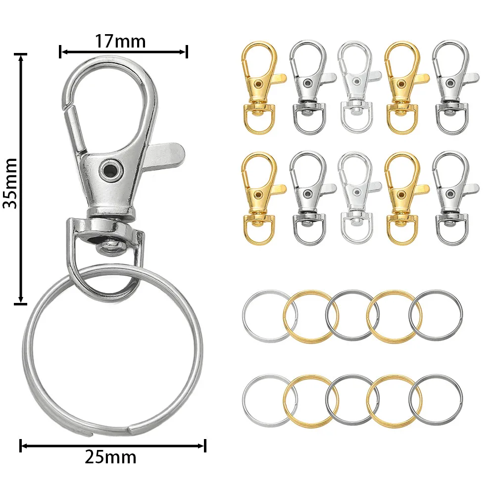 20/50 Stuks Draaibare Karabijnhaken Met Sleutelhanger Metalen Draaibare Karabijnsluitingen Voor Diy Sleutelhanger Tas Hang sieraden Maken Accessoires