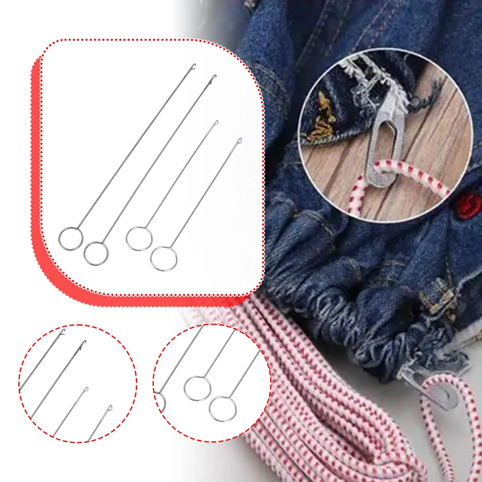 

4Pcs Loop Turner Sewing Tool Elastic Cord Threader Smooth Threading for Trouser