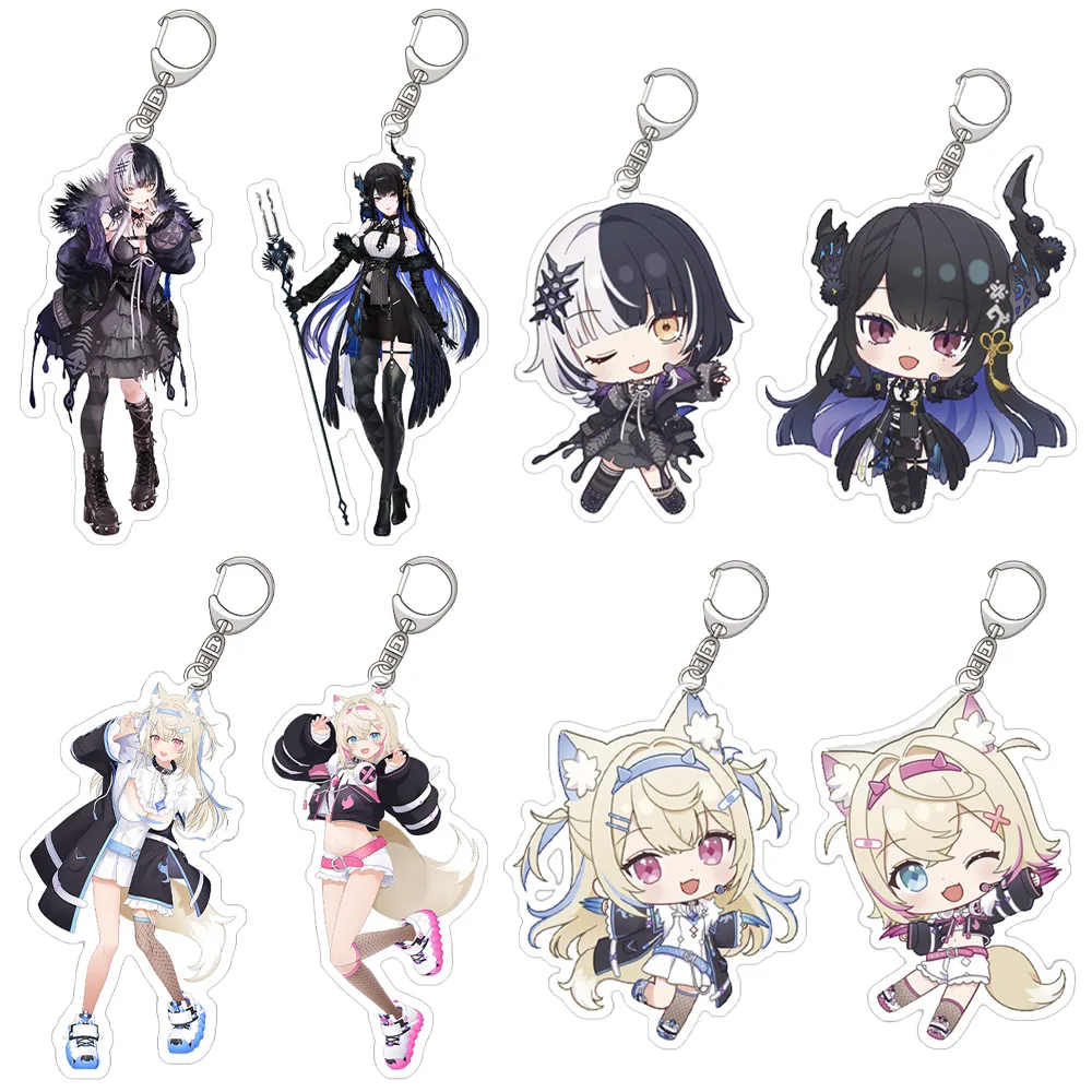 VTuber Hololive Offizieller Charakter Fuwawa Abyssgard Mococo Abyssgard Mini Acryl Schlüsselanhänger Taschenanhänger Anime Spielzeug Schlüsselanhänger Geschenk