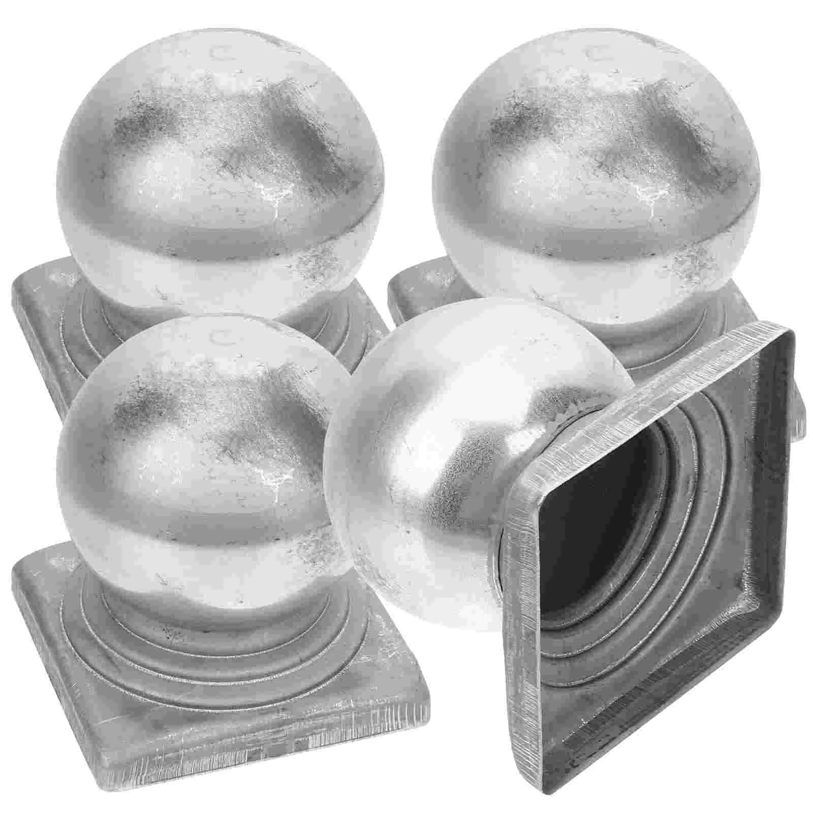 4 Pcs Deck Fence Post Finials Wrought Iron Caps for Column Wraps Porch Silver Cover