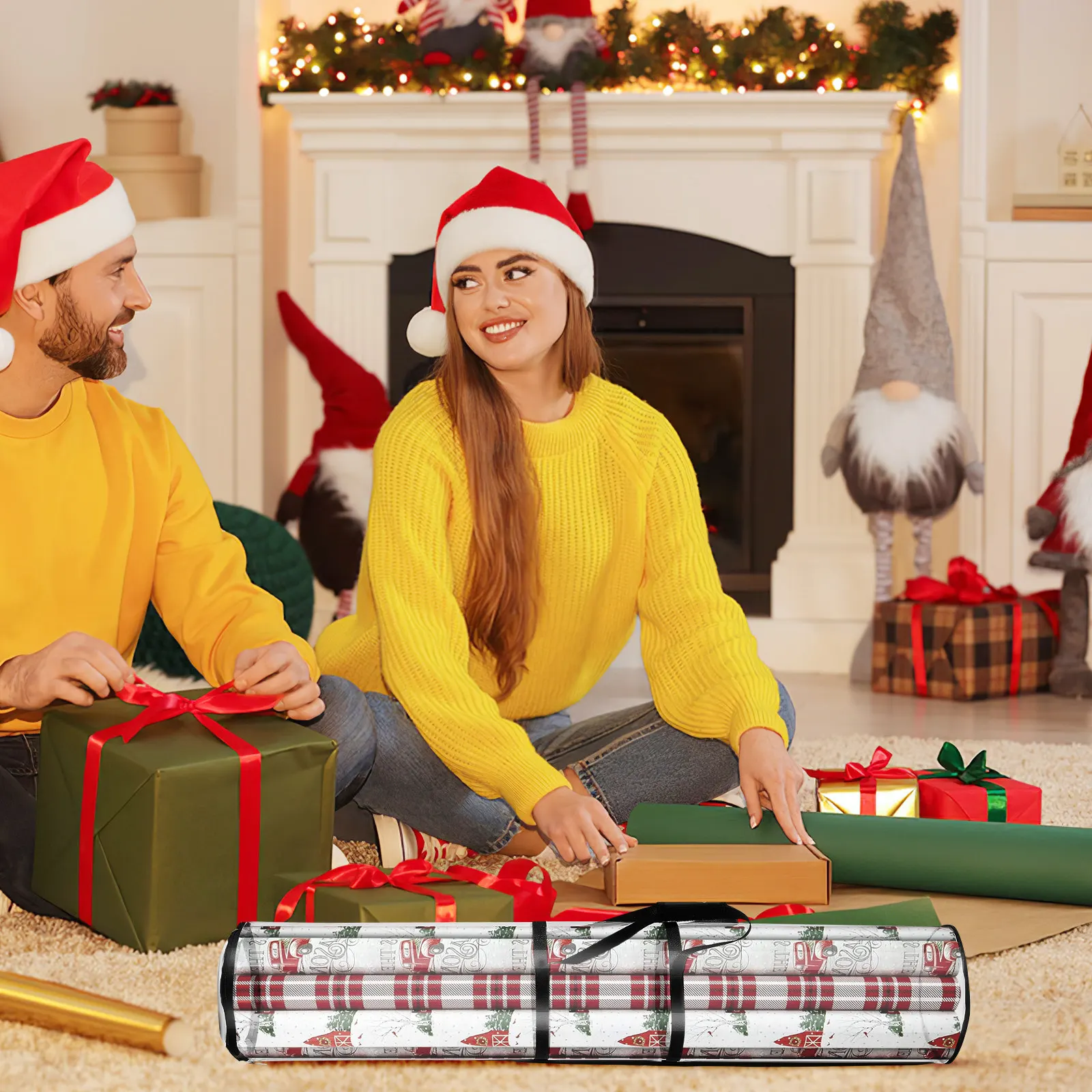 2pcs Clear Wrapping Paper Storage Bags – Roll-Up PVC Organizer for Craft Room, Sturdy & Space-Saving