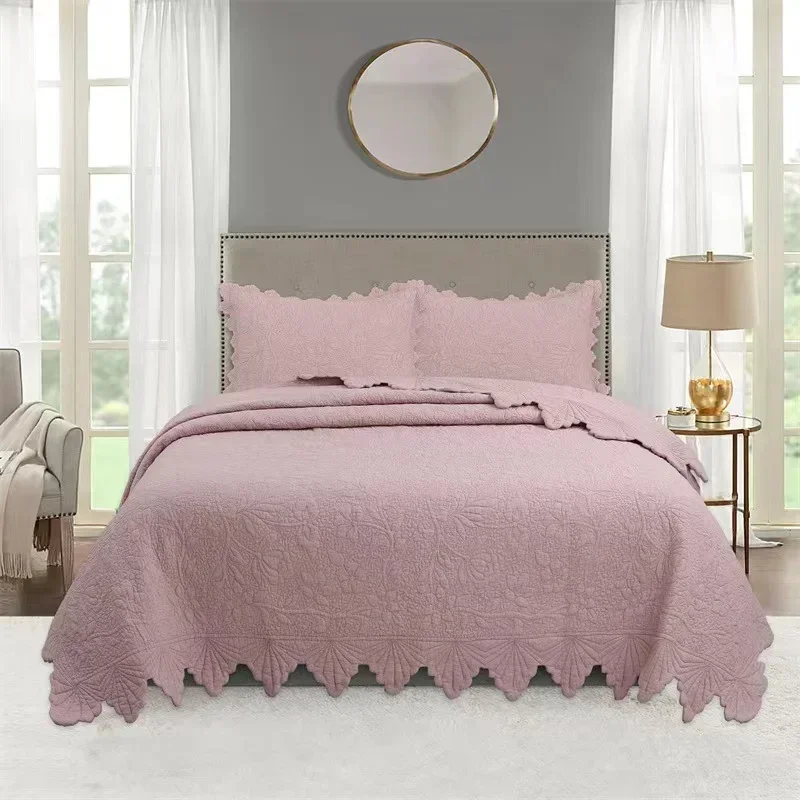 غطاء سرير قطني بياضات المنزل ديكور الغرفة الدانتيل غرزة لحاف مزدوج منقوشة المفرش على بطانية سرير المفارش زوجين ملاءات