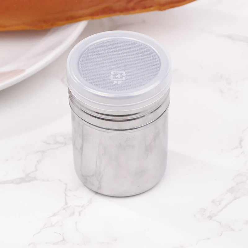 Coctelera de café de acero inoxidable, cacao, Chocolate, harina, azúcar en polvo, filtros de tamiz con tapa, vajilla para exteriores, 1 unidad