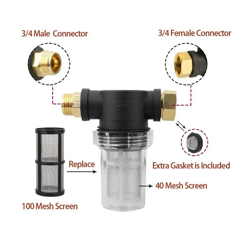 A25F-Sediment Filter Attachment,3PCS O-Ring And 4PCS Filter Hose For Garden Hose Inlet Filter For High Pressure Washer