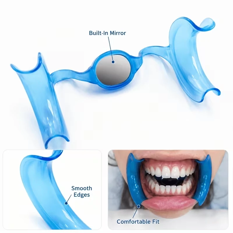4PCS Dental Mouth Opener with Built-in Mirror, Cheek Lip Retractor for Dentist Teeth Whitening & Oral Photography