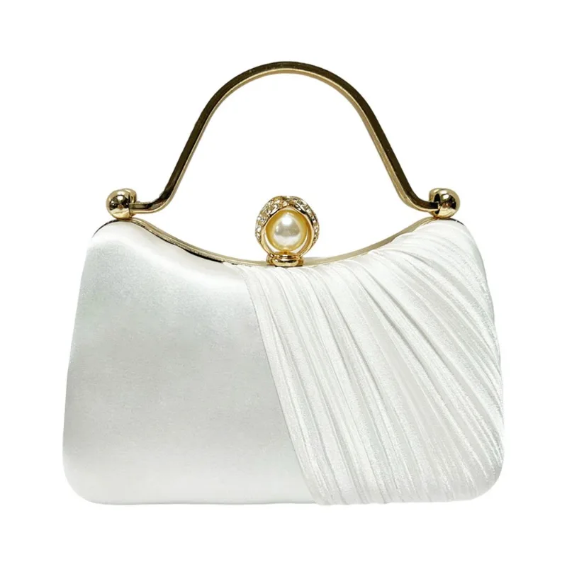 

New Fashion Satin Pleated Design Evening Bag for Women Romantic Wedding Party Banquet Handbag Bridal/Cocktail /Dress Bag