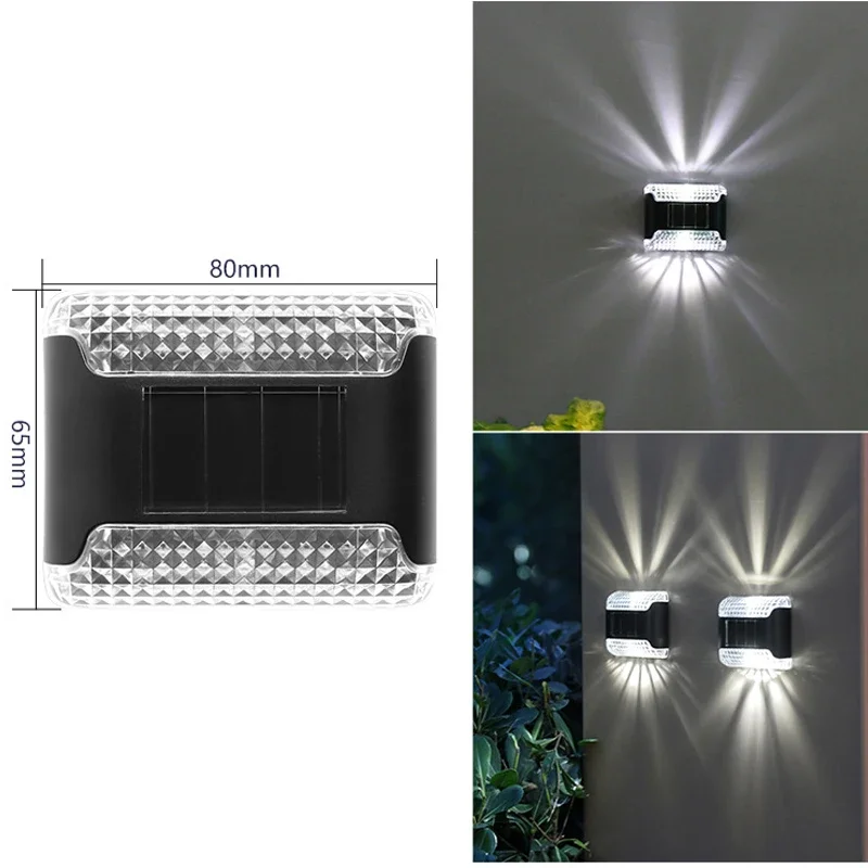Solar Up And Down Wall Lights;Outdoor Waterproof LED Step Light;Solar Fence Lights For Outdoor Yard Garden Lawn Patio Courty