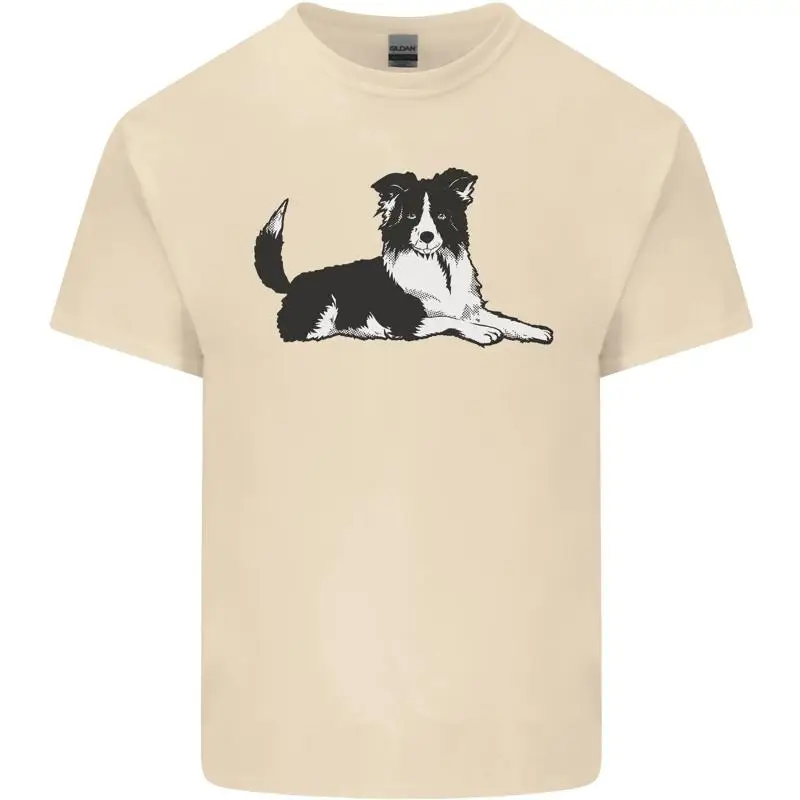 

A Border Collie Dog Lying Down Mens Cotton T-Shirt Tee Top