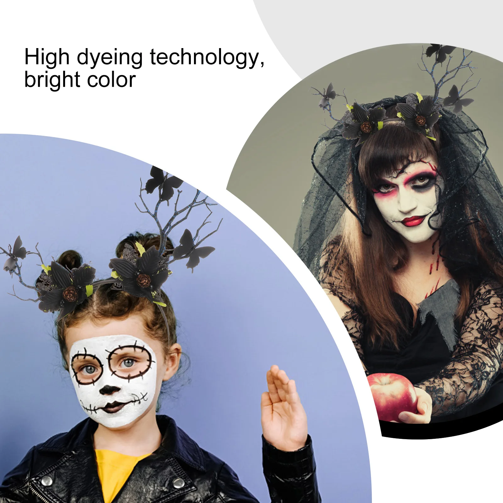 

1pc Deer Antler Headband Halloween Christmas Hair Hoops Fabric Leaves Cones Butterflies Lightweight Stretchy Party