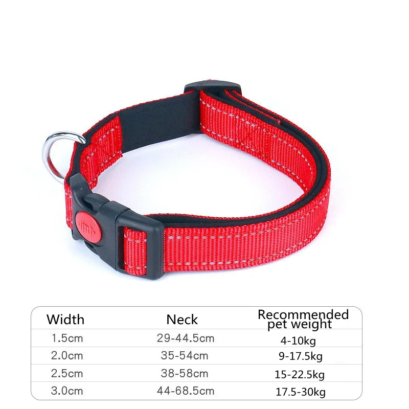 Dog Collar Soft Padded Reflective Safety Pet Collars with Locking Buckle Heavy Duty Adjustable Dog Collars for Medium Large Dogs