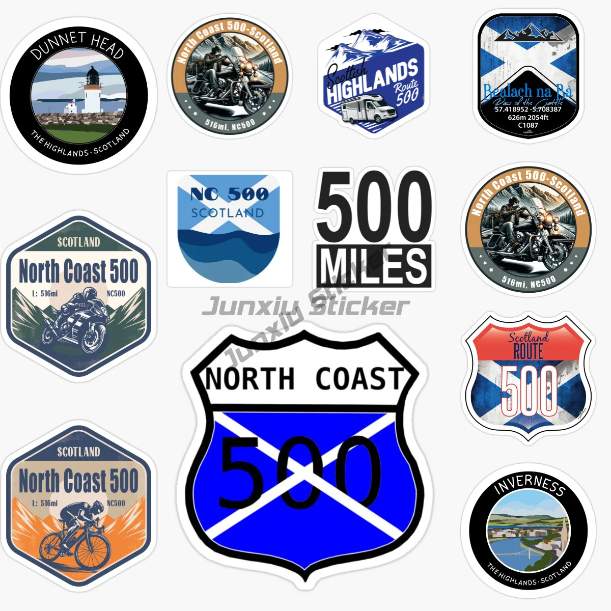 

Scotland's North Coast 500km Self-driving Route NC500 Scottish Highlands Ring Road Car Sticker Vinyl Self-adhesive Decal
