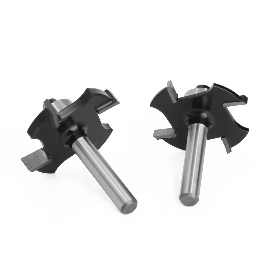 6/6.35/8/12/12.76mm Shank Four Blades T-Sloting Slot Cutter Jointing Slotting Router Bit Height Milling Cutter Woodworking