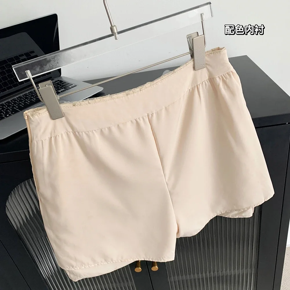 Mini Skirts for Women 2023 Lace Mesh Sequins High Waisted A-Line Summer Hot Girls with Liner Zipper Fly Fashion Y2k Skirt
