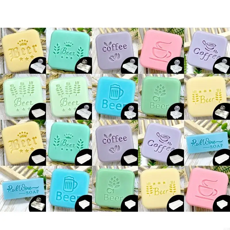 

41XB Acrylic Coffee Beer Soap Stamp Handmade Crafts Soaps Seal English Letters