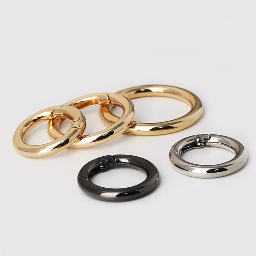 Portable Zinc Alloy Spring Ring Clasp Round Lightweight Plated Gate Buckle Split Key Ring Bag Accessories