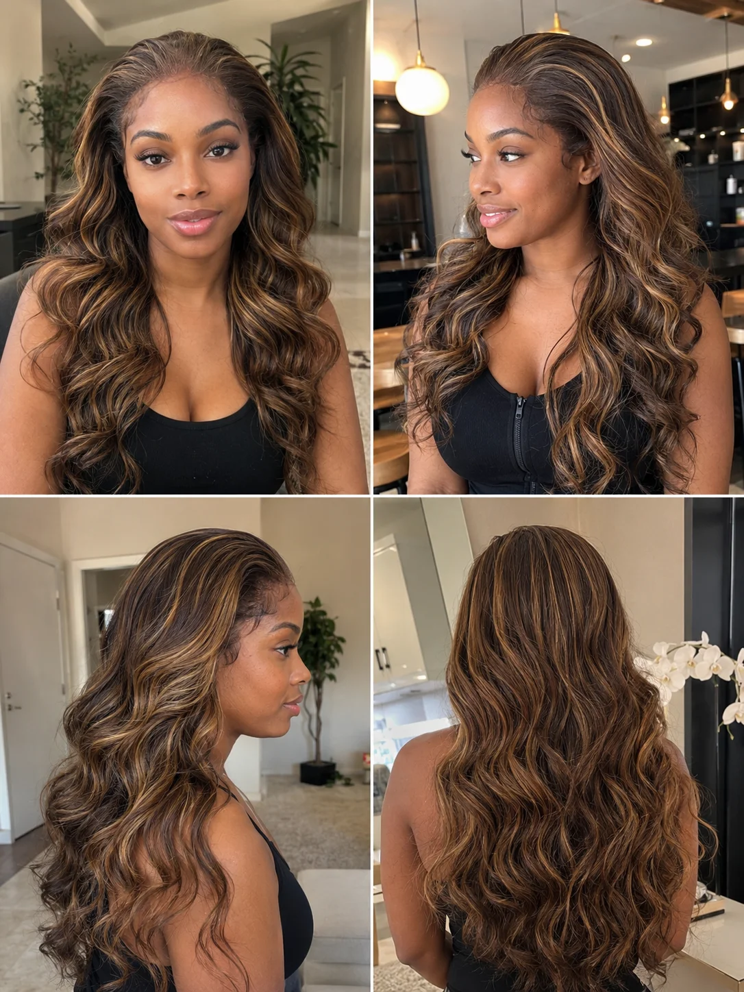 TIMOPOL P4/27 Highlight 066C Wavy Wig 22 Inch Human Hair, 13x4 Lace Front Glueless Pre Plucked Baby Hair Wig for Black Women Daily Wear