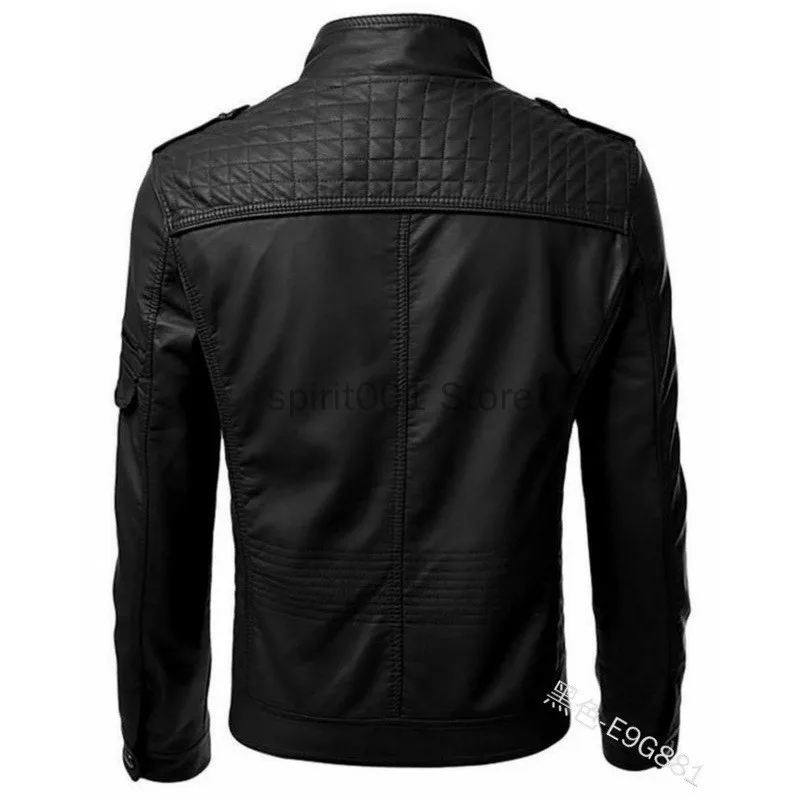 Casaco de couro casual masculino, moda alta, jaquetas medievais de motocicleta, tops de gola alta, outono, inverno, 5XL