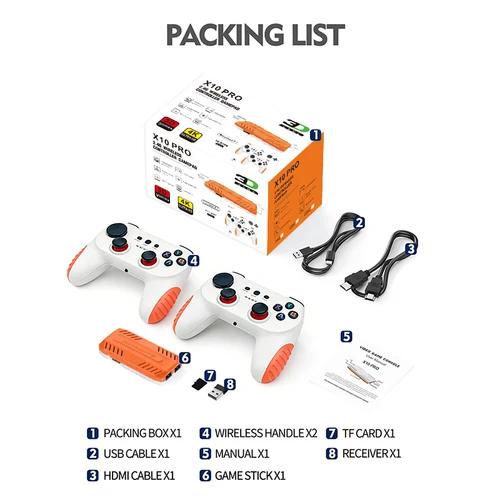 Imagen 2 del producto Consola de Juegos Retro Inalámbrica X10 PRO, 128 GB, Más de 50 000 Juegos, Compatible con Más de 40 Emuladores Clásicos para PS1/PSP, HDMI 4K, Regalos para Niños