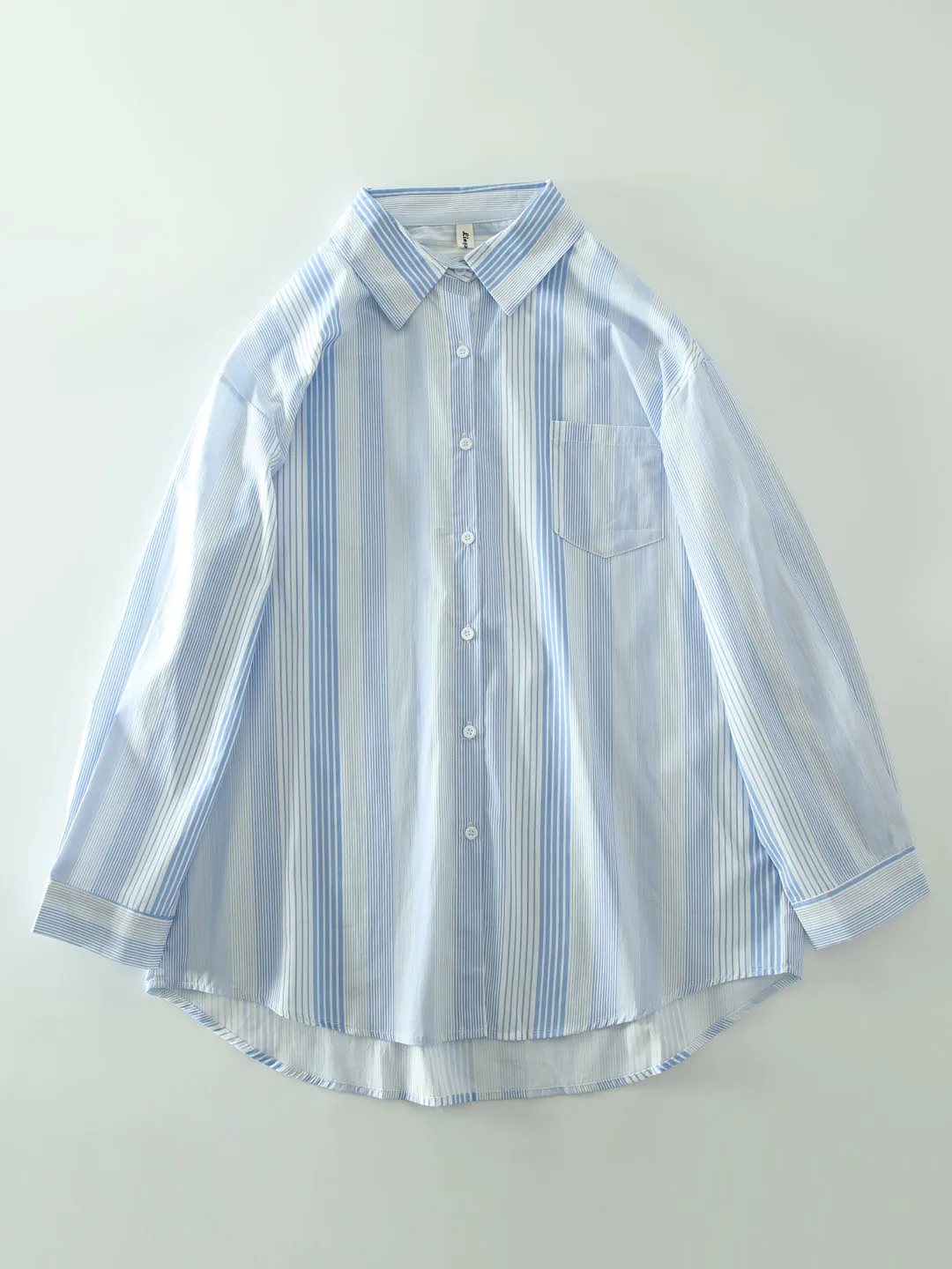 

Художественная винтажная женская повседневная рубашка средней длины из чистого хлопка с вертикальными полосками, свободного кроя, весна-осень, новинка