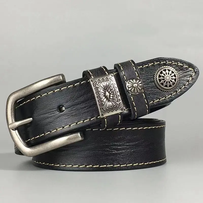 

Full Grain Leather Belts Waistband for Male Fashion Men Cow Leather Belt Black/Coffee Width:3.4cm Length:105-125cm