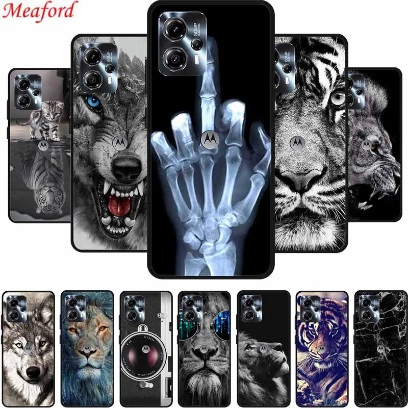 For Motorola Moto G23 Case Wolf Lion Black Silicone Soft Back Cover Case For Moto G13 G23 Phone Case Cover G 73 G 13 Coque Funda