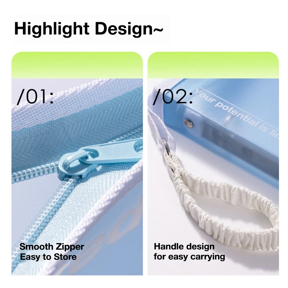 INS Style Loose Leaf A4 Zipper Bag Transparent Detachable Data Book Students Stationery Office Storage Booklet School Office