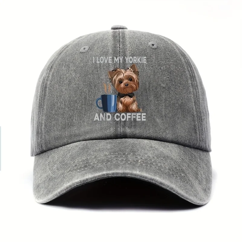 Yorkie & Coffee Lovers Baseball Cap - Adjustable Snapback Hat with 