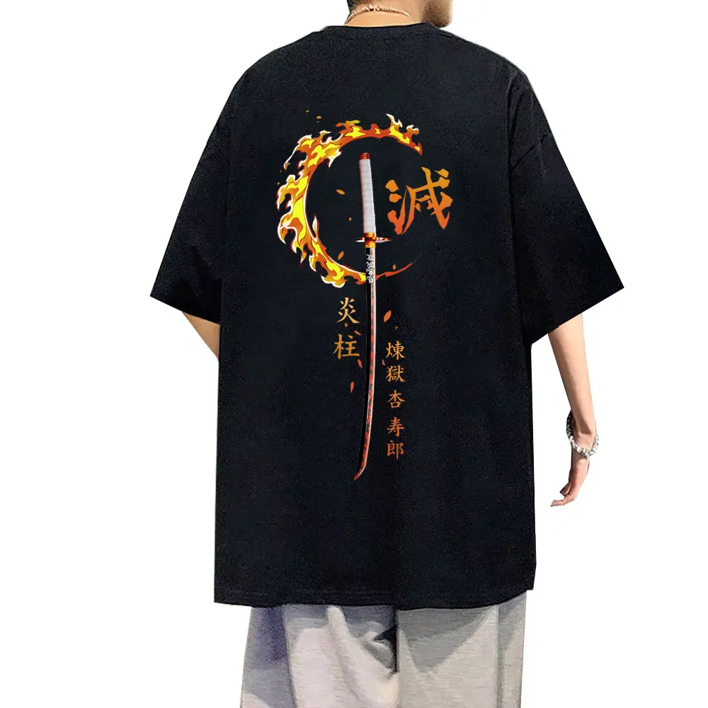 

Anime Demon Slayer Rengoku Kyoujurou T Shirts Men Women Clothing Cotton Crewneck T-shirt Male Fashion Vintage Tshirt Streetwear