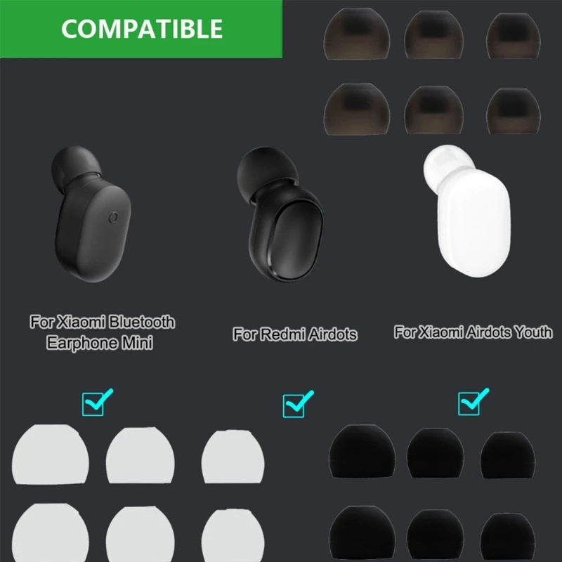 16PCS Airdots TWS Tips Earbuds Silicone Eartips for Redmi Airdots Xiaomi Mini TWS Xiaomi AirDots Replacement In Ear Tips Buds