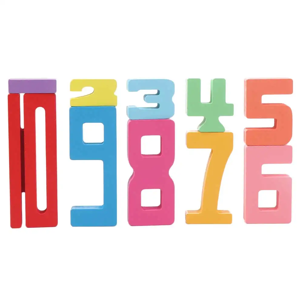 اللبنات الرقمية الخشبية الجسيمات الكبيرة التعليمية ثلاثية الأبعاد لغز رقمي تجميع الطوب لعبة التوازن كتل التراص