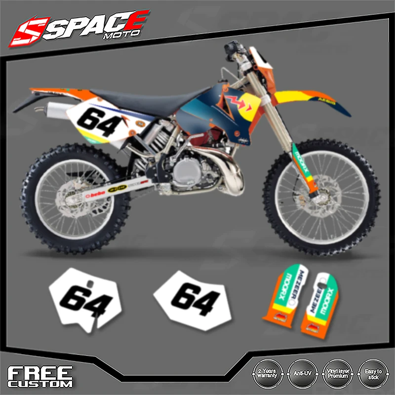 

SPACE Full Set Motorcycle Graphics Background Decal for KTM 125 250 300 350 450 2003 EXC XCW SXF SX Enduro Decals Stickers Kits
