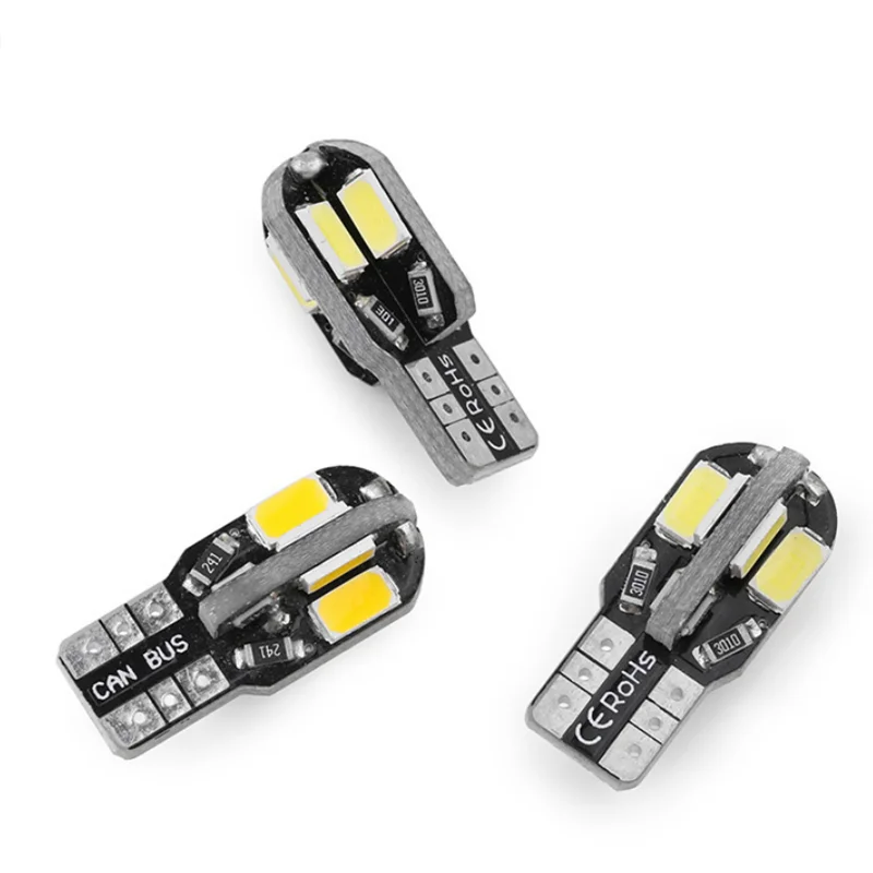 500PCS T10 w5w Led Canbus Error Free Car Interior Bulb White 5730 8SMD LED 12V Car Side Wedge Light White Lamp Bulb