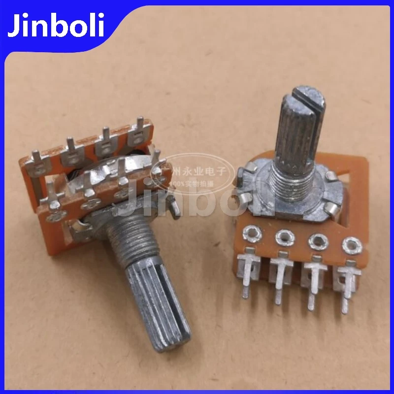 2PCS WH148 Type Double 8Pins B50K B100K With Stepper Audio Amplifier Volume Adjustment Potentiometer Flower Shaft Length 20MM